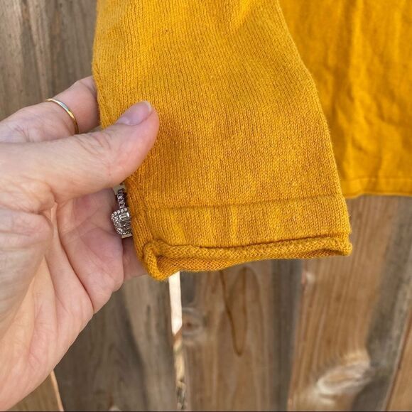 Mango Organic cotton lightweight yellow knit sweater size 8 - Picture 4 of 9